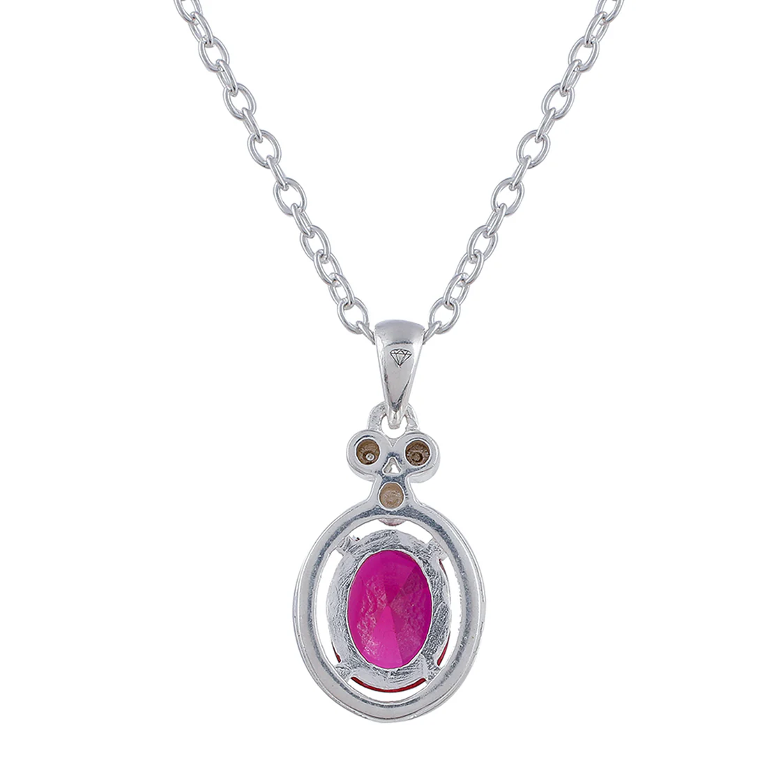 Red Stone Studded Sterling Silver Pendant - Image 6