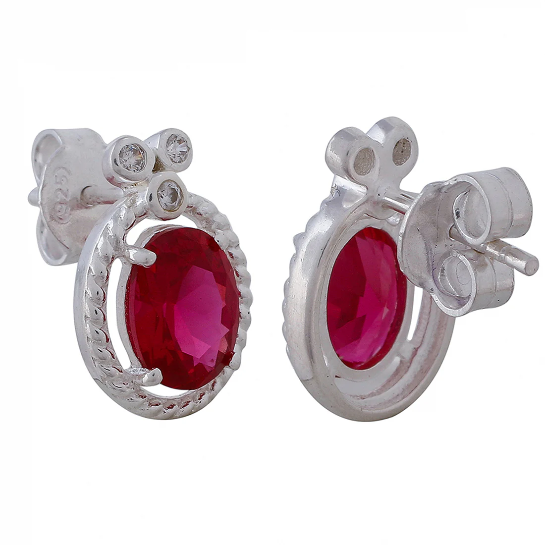 Red Stone Studded Sterling Silver Pendant - Image 8