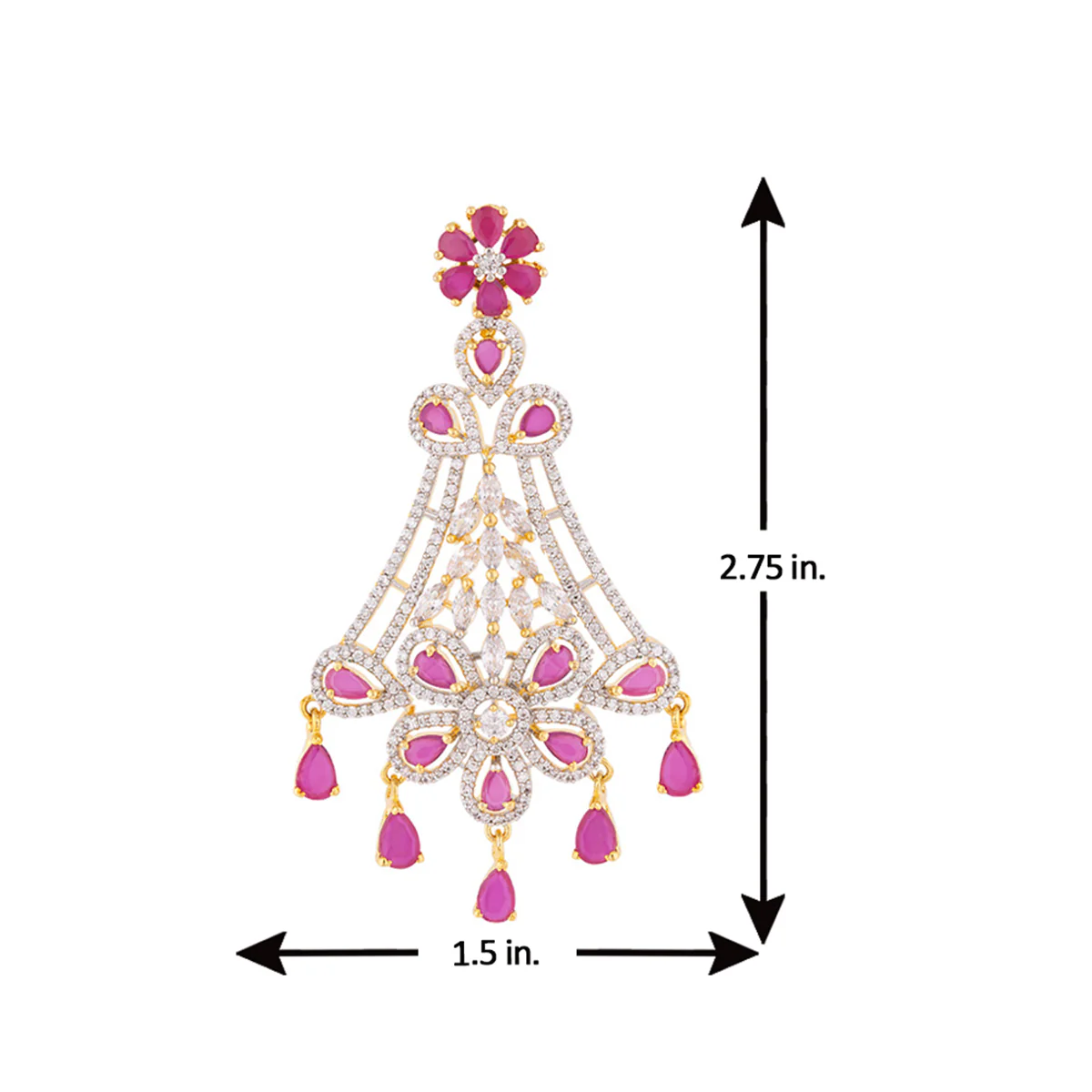 Red Zircon Gemstones Adorned Earrings - Image 5
