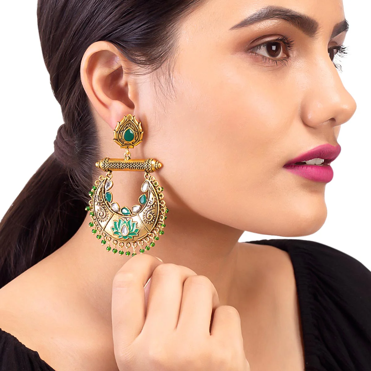 Rehnuma Ethnic Hoop Earrings - Image 2