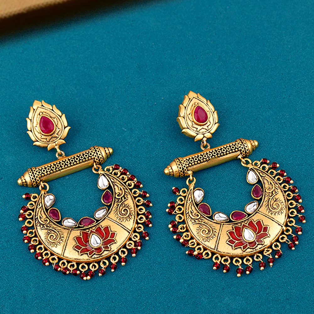 Rehnuma Gold Toned Drop Earrings