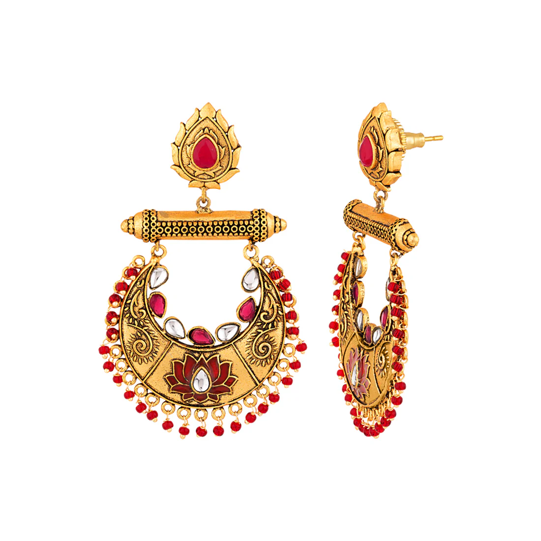 Rehnuma Gold Toned Drop Earrings - Image 4