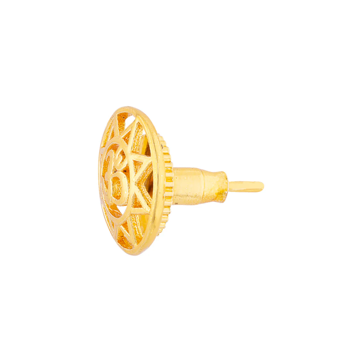 Religious Studs Gold Plated OM Inscription Earring - Image 3