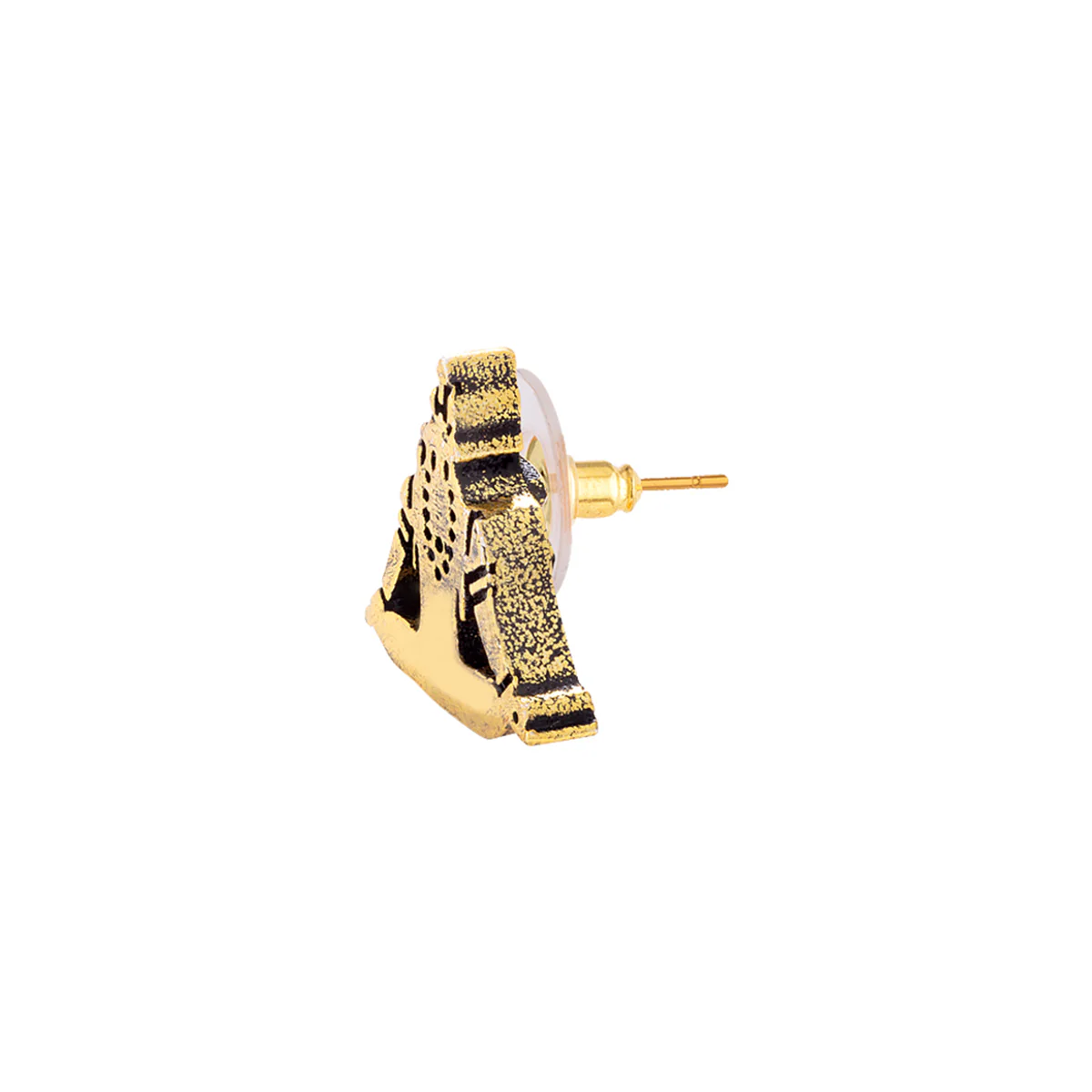 Religious Studs Shiva Motif Brass Earring - Image 4