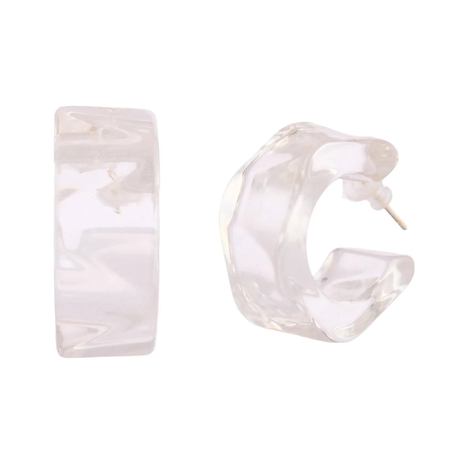 Resin Abstract Crystal Hoop Earrings - Image 3