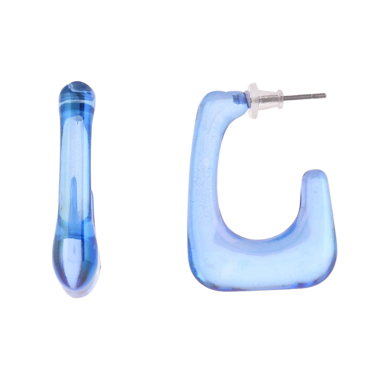 Resin Blue Bliss Hoop Earrings - Image 3