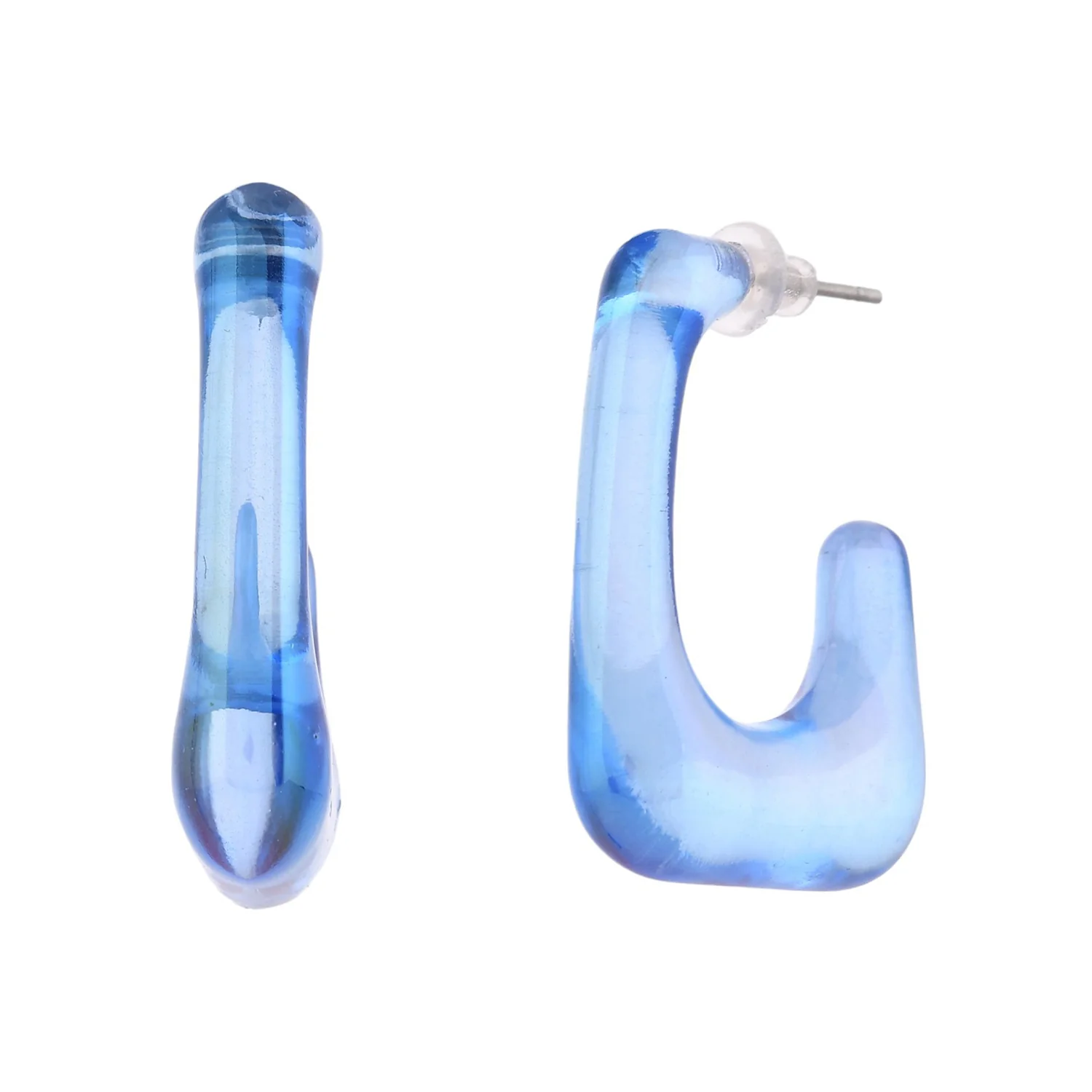 Resin Blue Bliss Hoop Earrings - Image 5