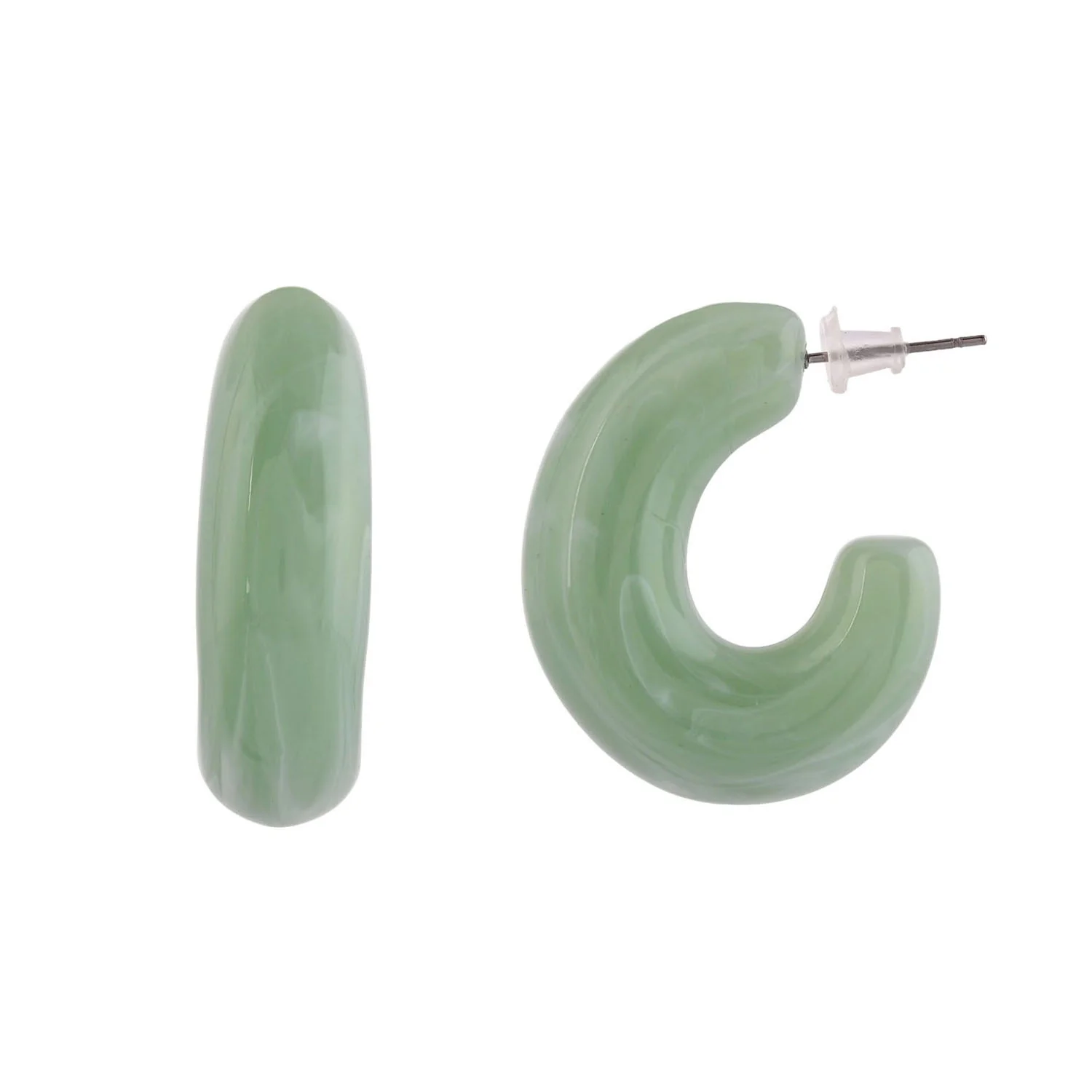 Resin Green Candy Hoop Earrings - Image 3