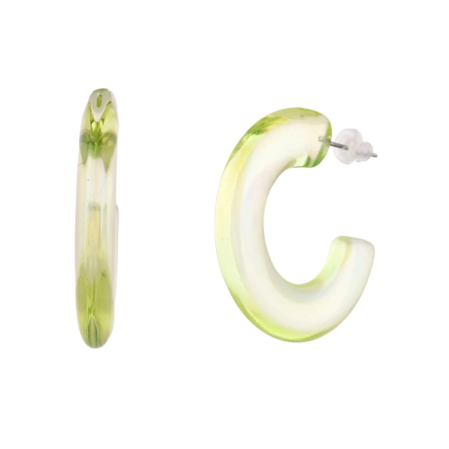 Resin Green Gradient Hoop Earrings - Image 5