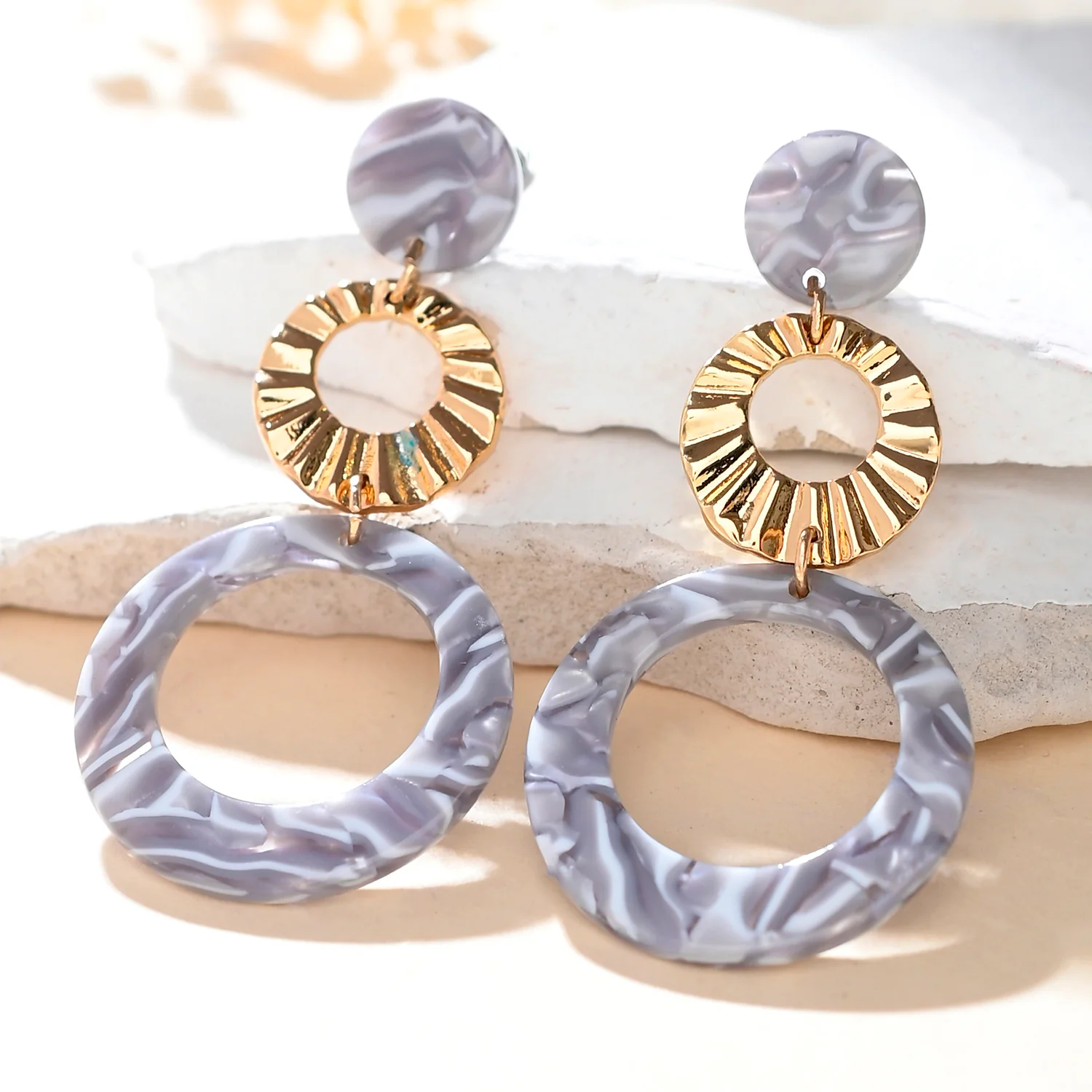 Resin Marble Whispers Dangler Earrings