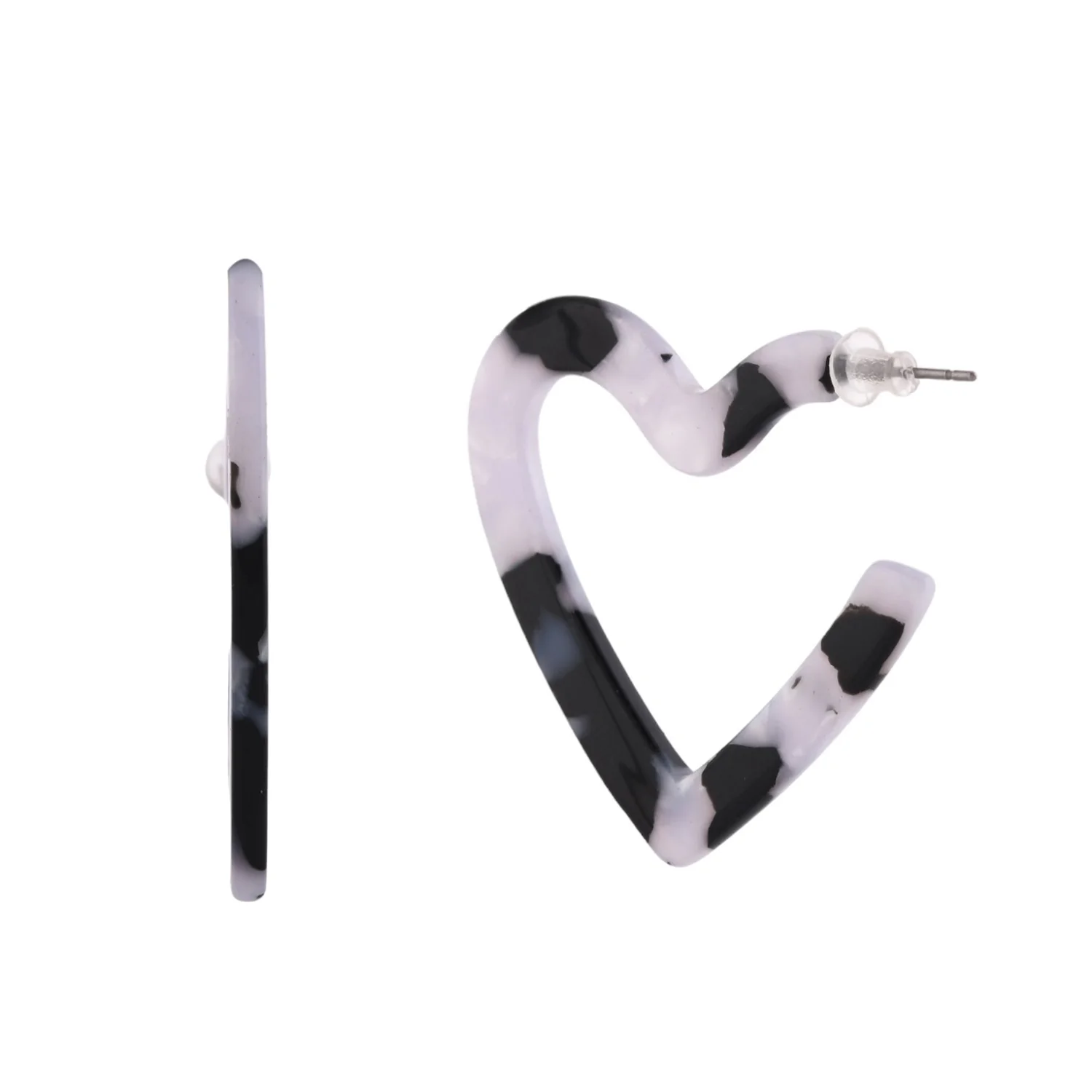 Resin Marble Whispers Heart Hoop Earrings - Image 5