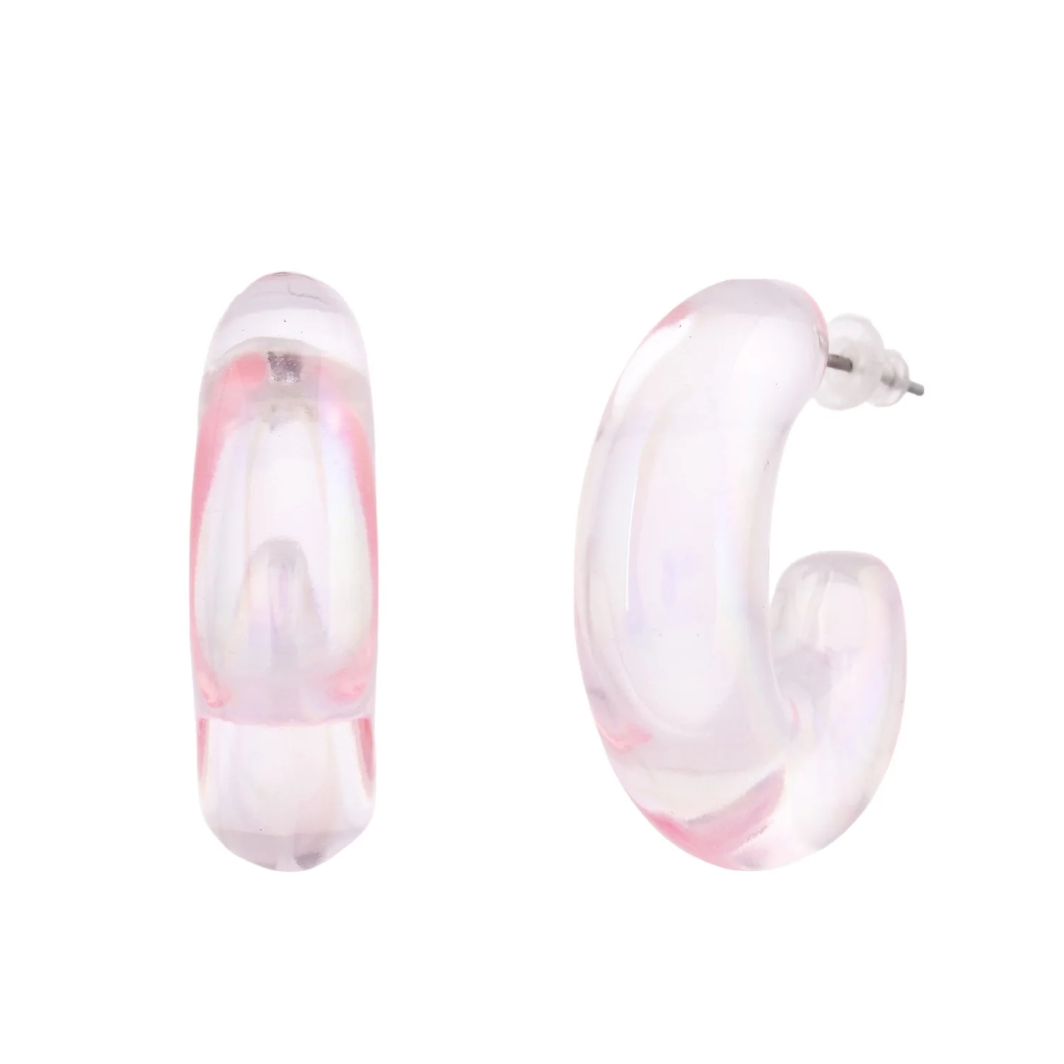 Resin Pink Candy Hoop Earrings - Image 5