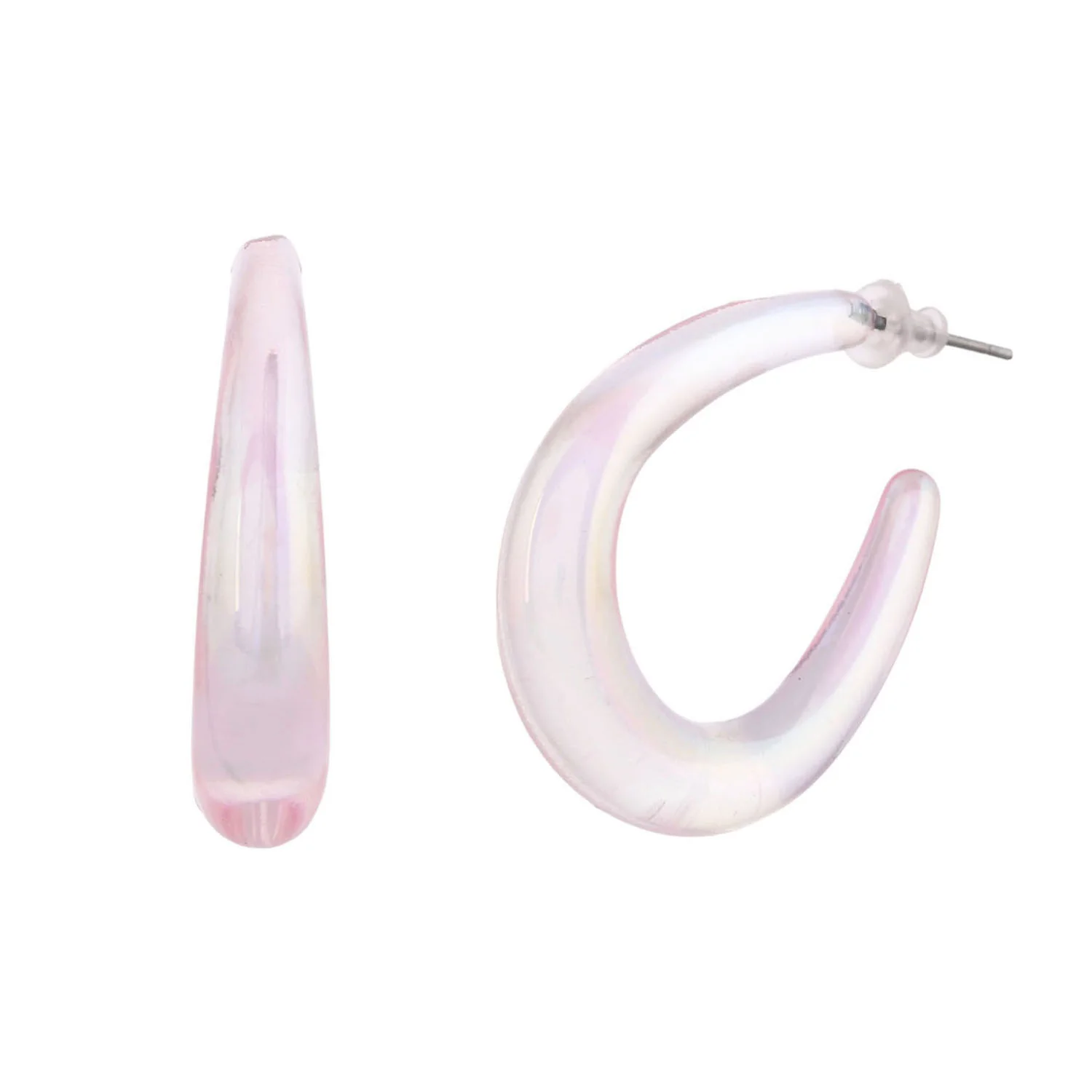 Resin Pink Chic Hoop Earrings - Image 5