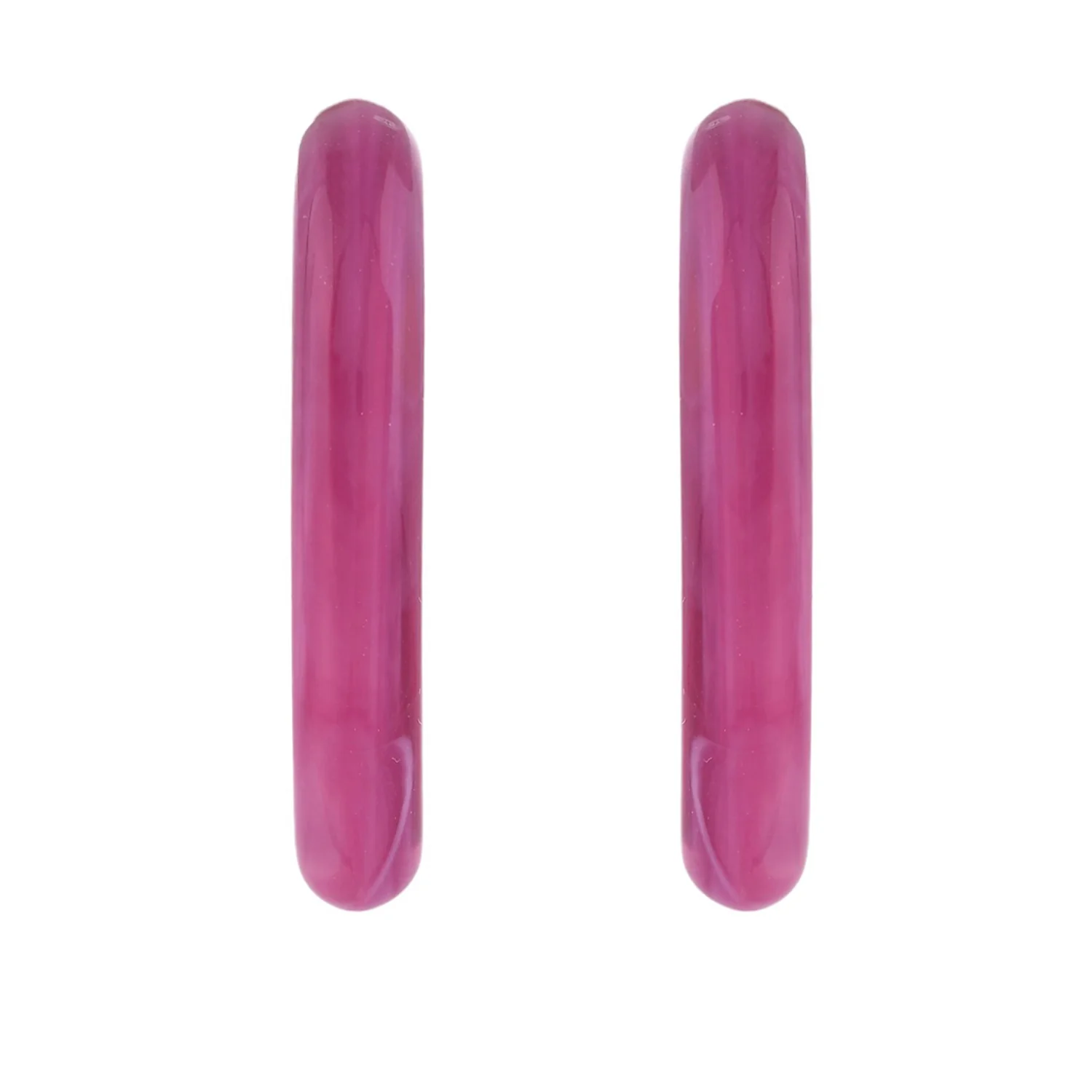 Resin Pink Romance Heart Hoop Earrings - Image 4