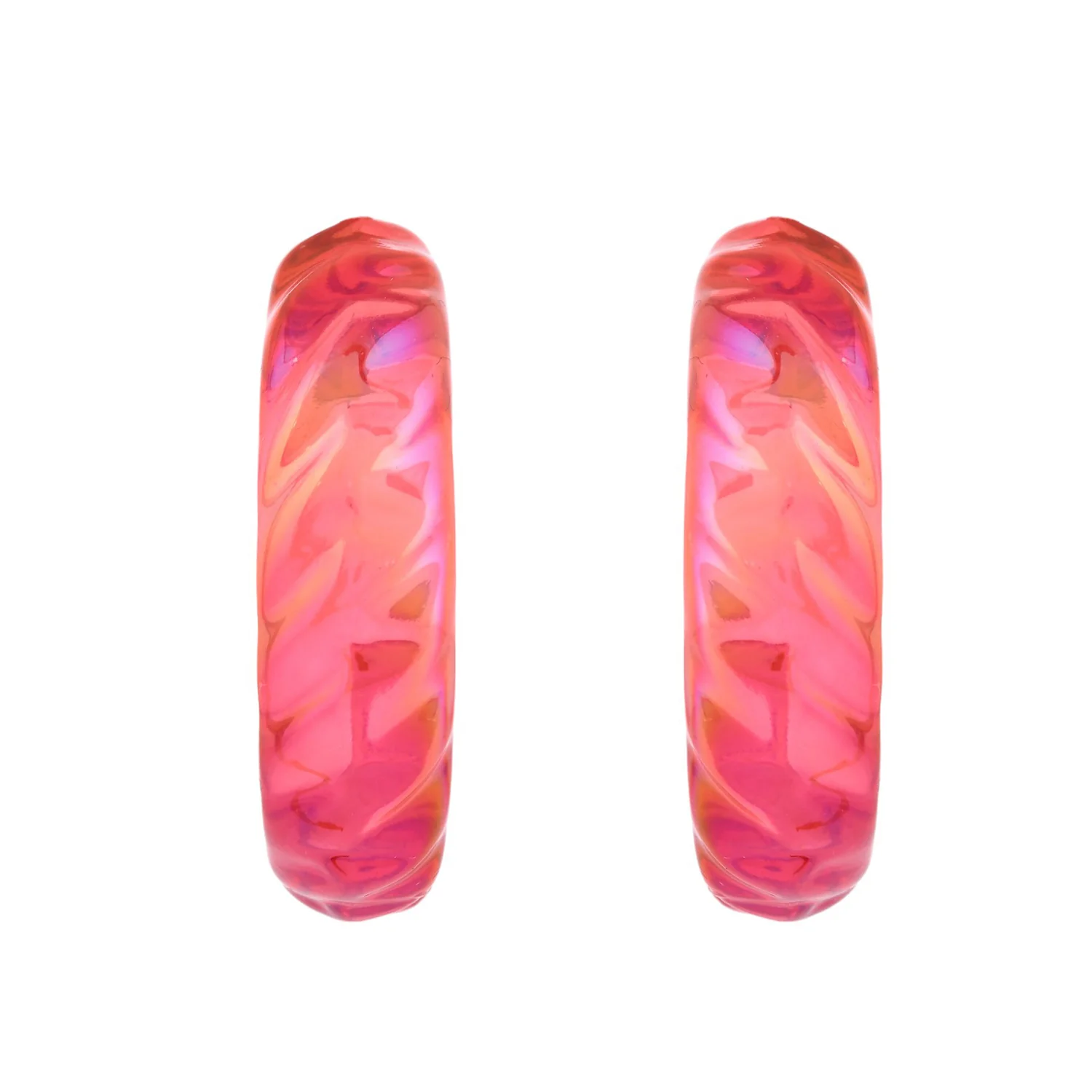 Resin Red Vibrant Hoop Earrings - Image 4