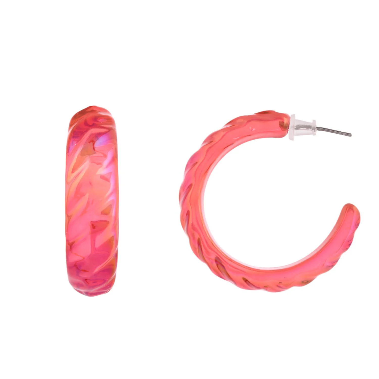 Resin Red Vibrant Hoop Earrings - Image 5