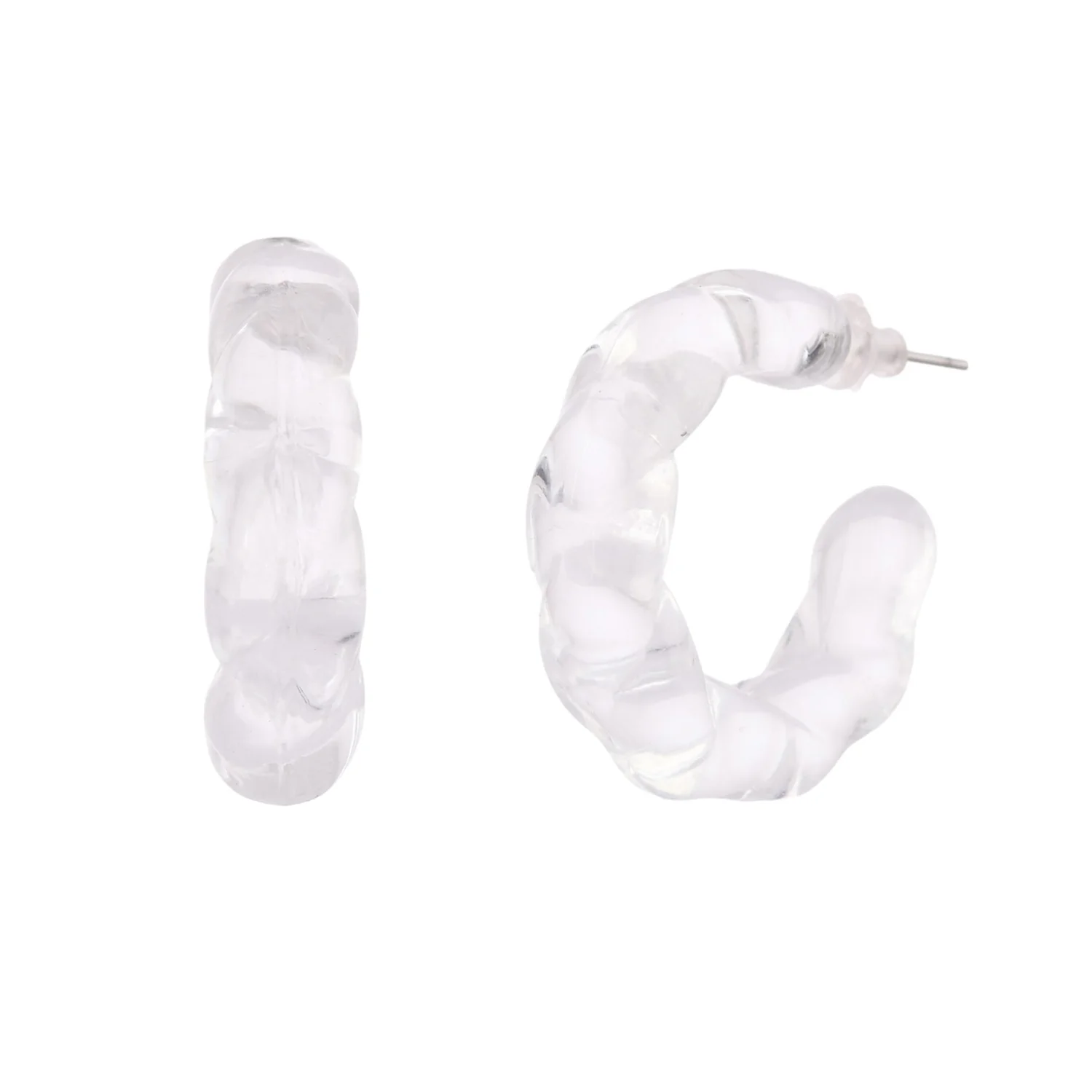 Resin Soft Crystal Twisted Hoop Earrings - Image 5