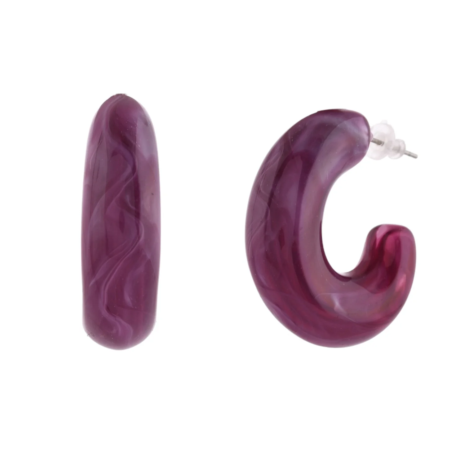 Resin Swirls Chic Half Hoop Earrings - Image 3