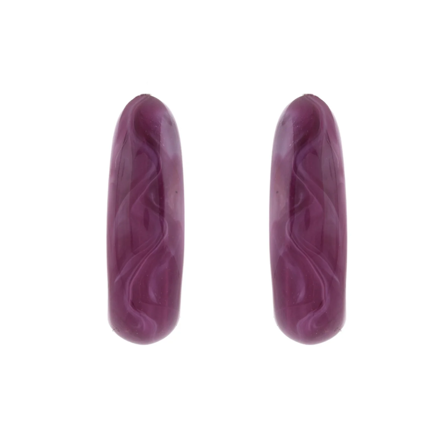 Resin Swirls Chic Half Hoop Earrings - Image 4
