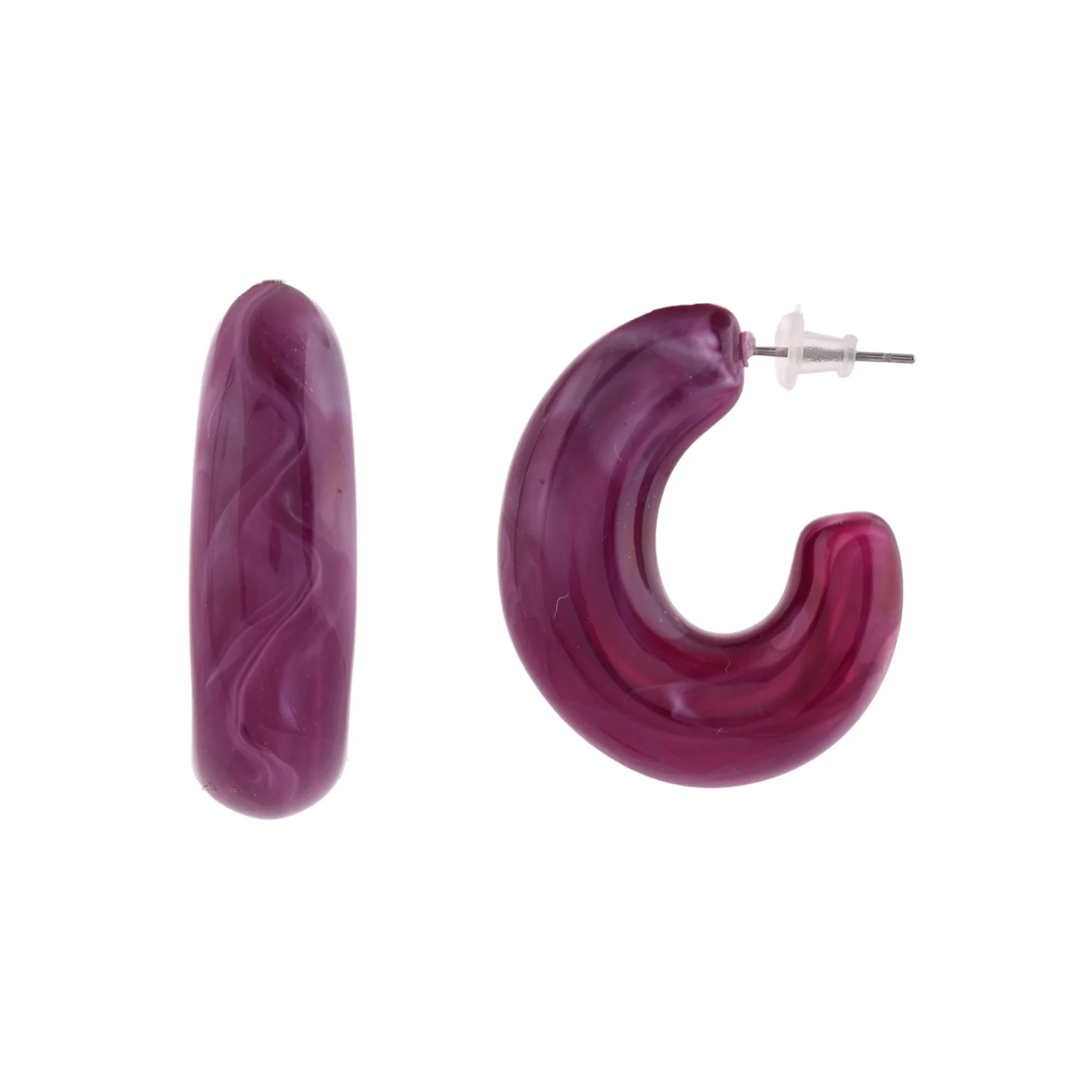 Resin Swirls Chic Half Hoop Earrings - Image 5