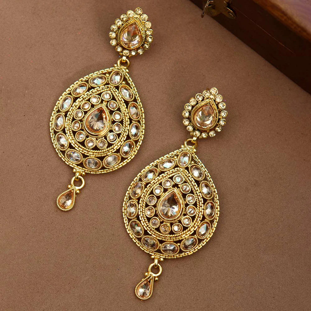 Revarsal Saga Drop Cut Gems Adorned Earrings