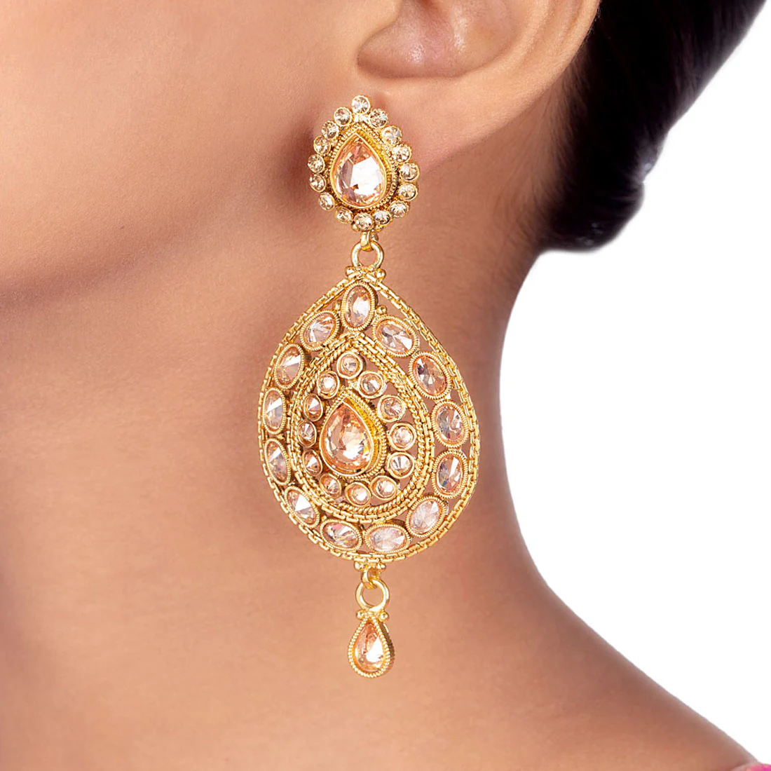 Revarsal Saga Drop Cut Gems Adorned Earrings - Image 2