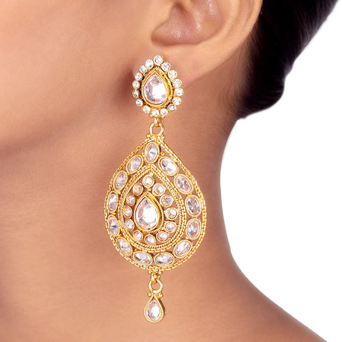 Revarsal Saga White Gems Studded Earrings - Image 2