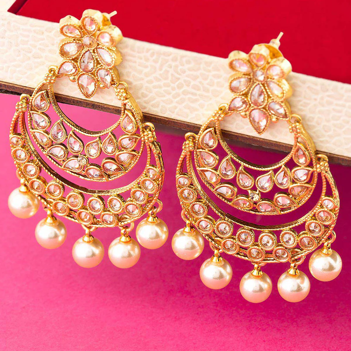 Reversal Saga Faux Pearls Embellished Earrings