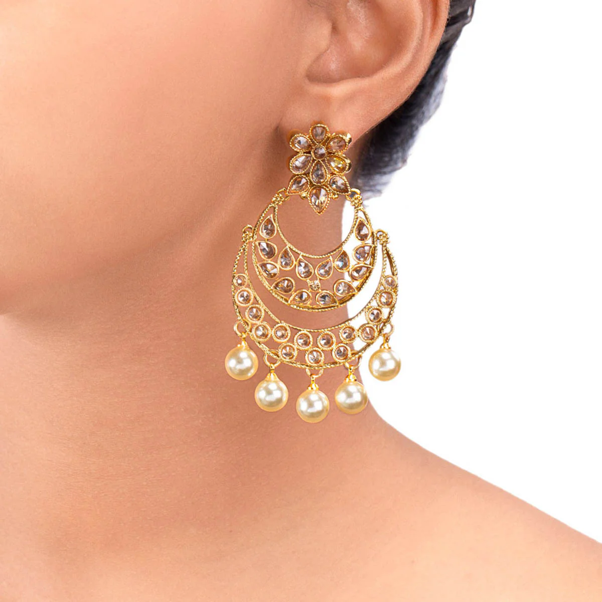 Reversal Saga Faux Pearls Embellished Earrings - Image 2