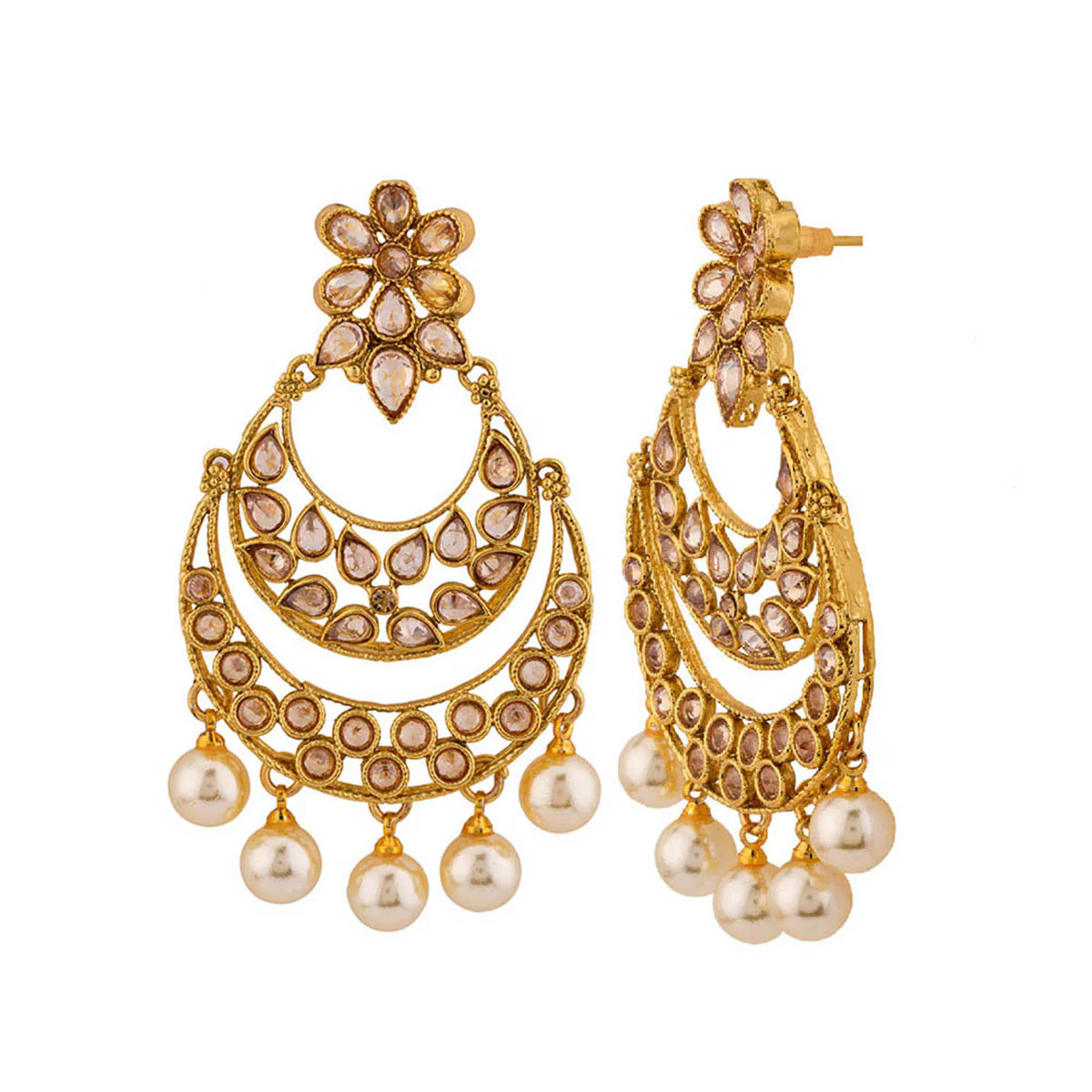 Reversal Saga Faux Pearls Embellished Earrings - Image 4