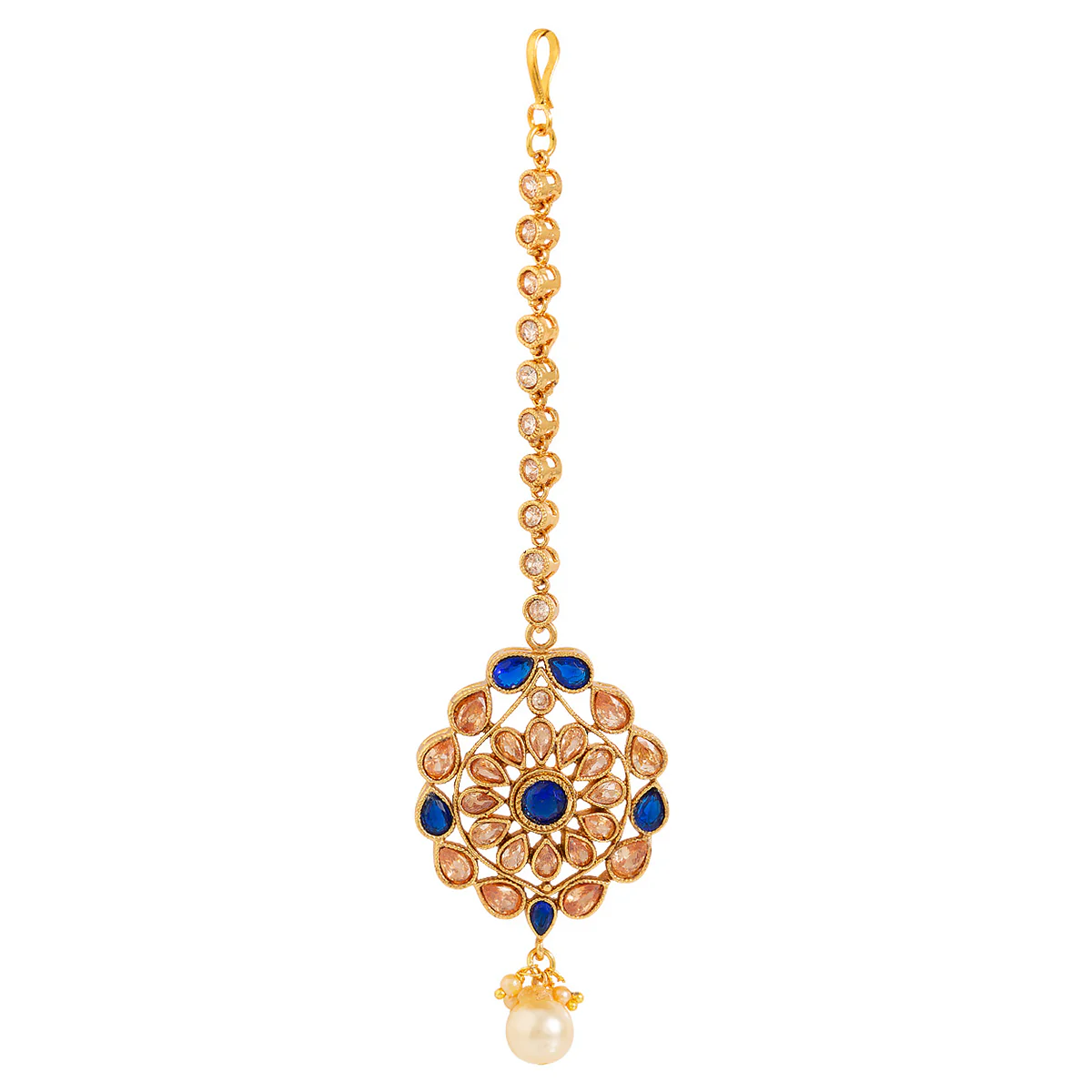 Reversal Saga Gems and Faux Pearls Maang Tika - Image 4