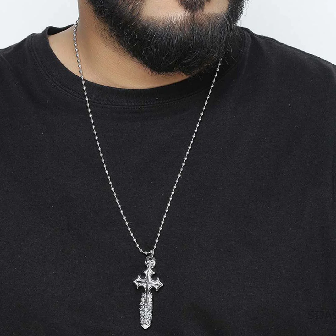 Road Rider Silver Plated Cross Pendant Set - Image 2