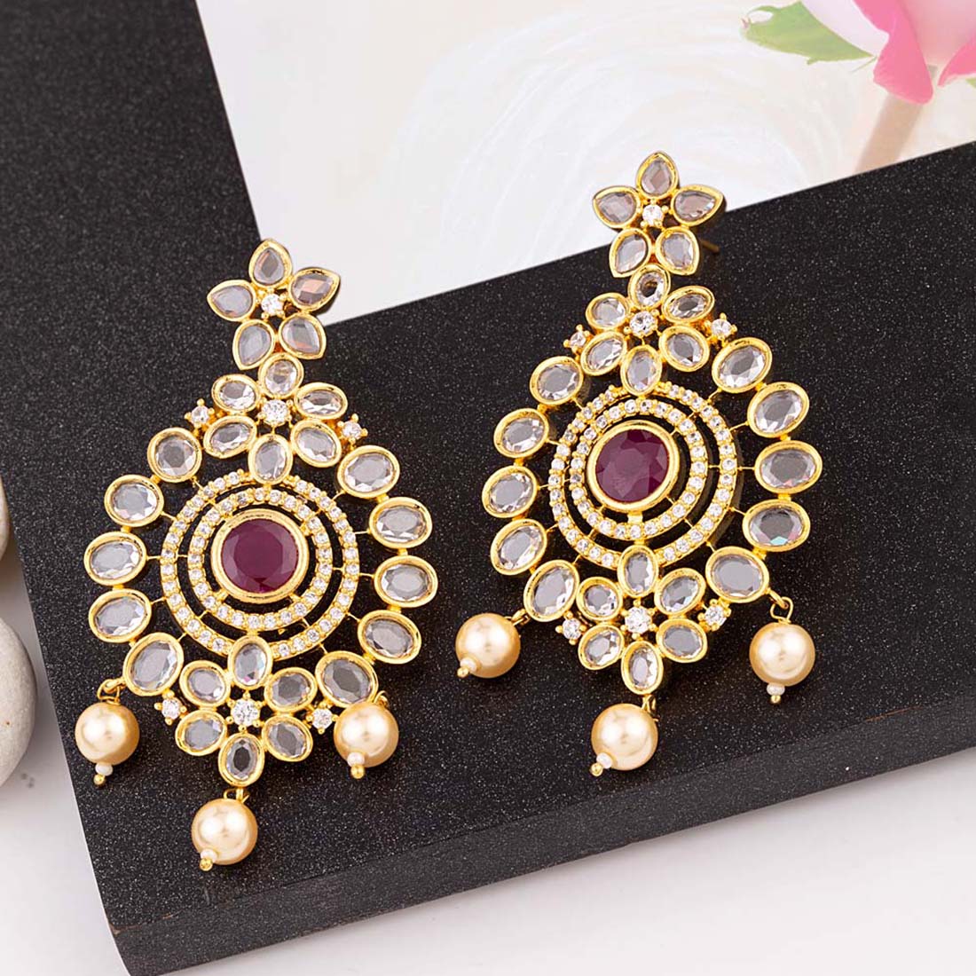 Rose Cut Ethnic Style Earrings