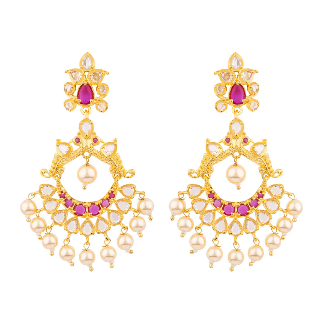Rose Cut Floral Drop Earrings - Image 3