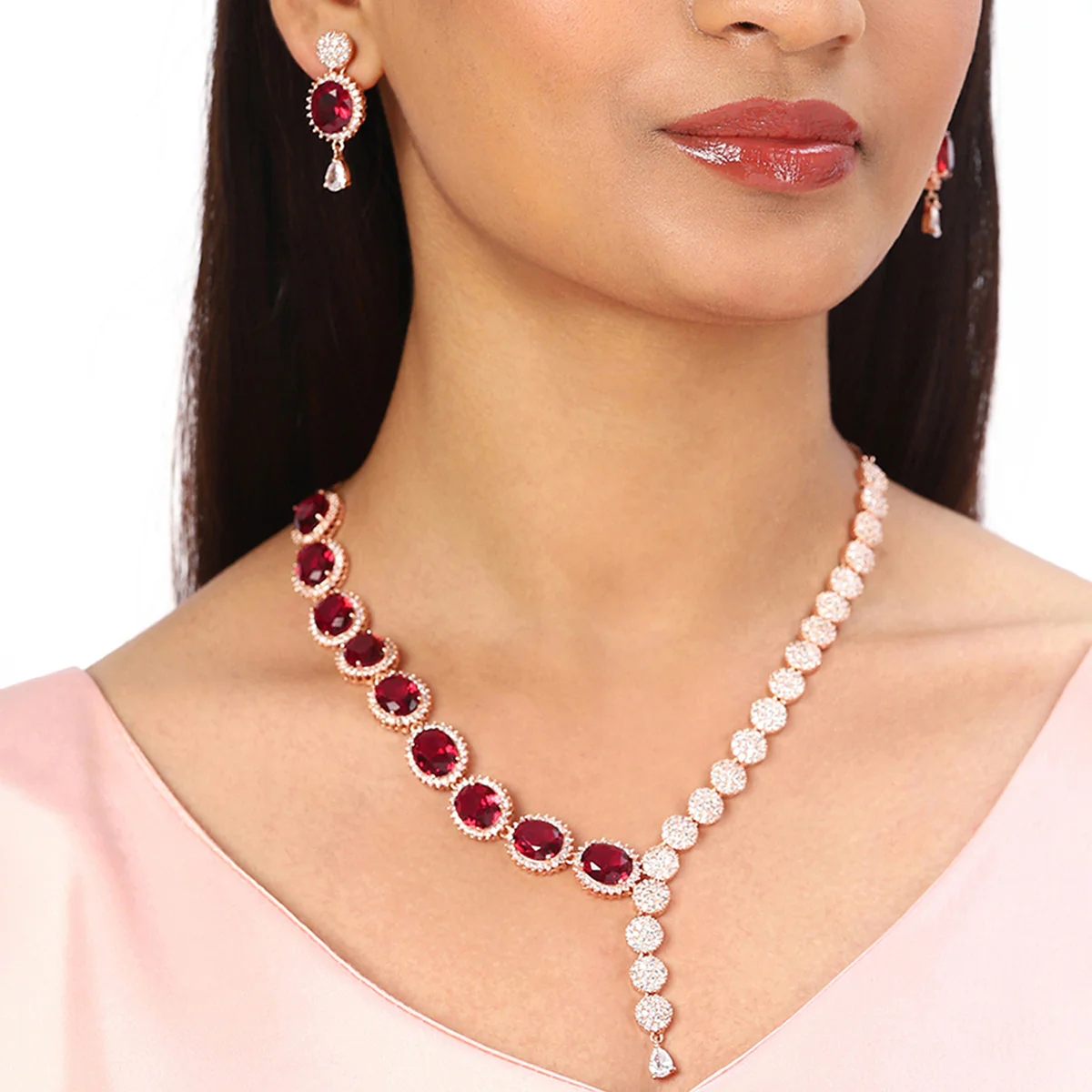 Rose Gold Brass Necklace Set - Image 2
