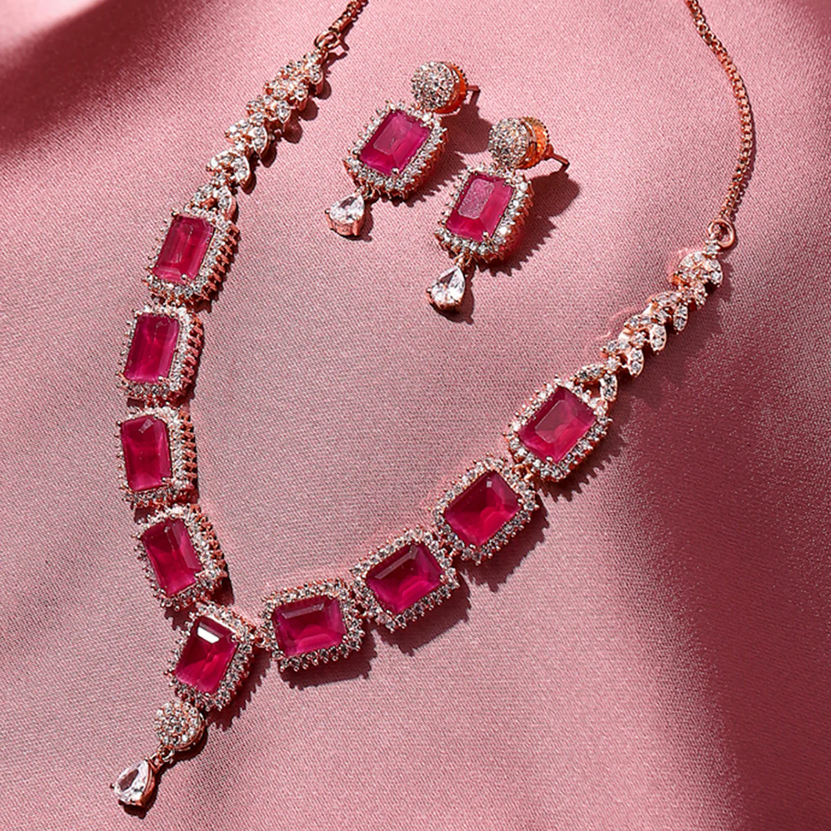 Rose Gold Brass Necklace Sets