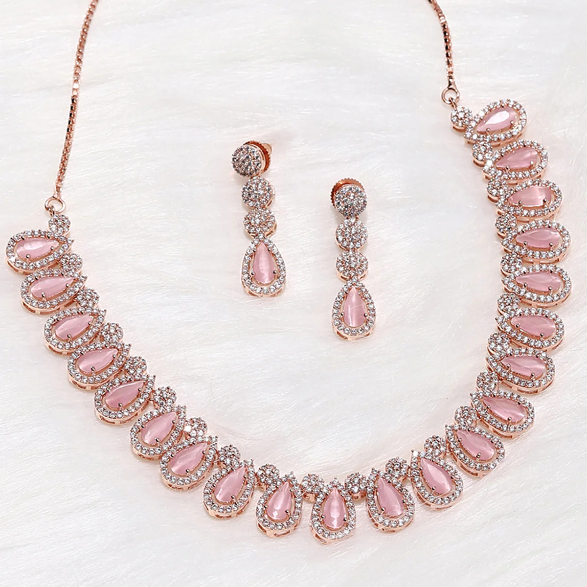 Rose Gold Brass Necklace Sets