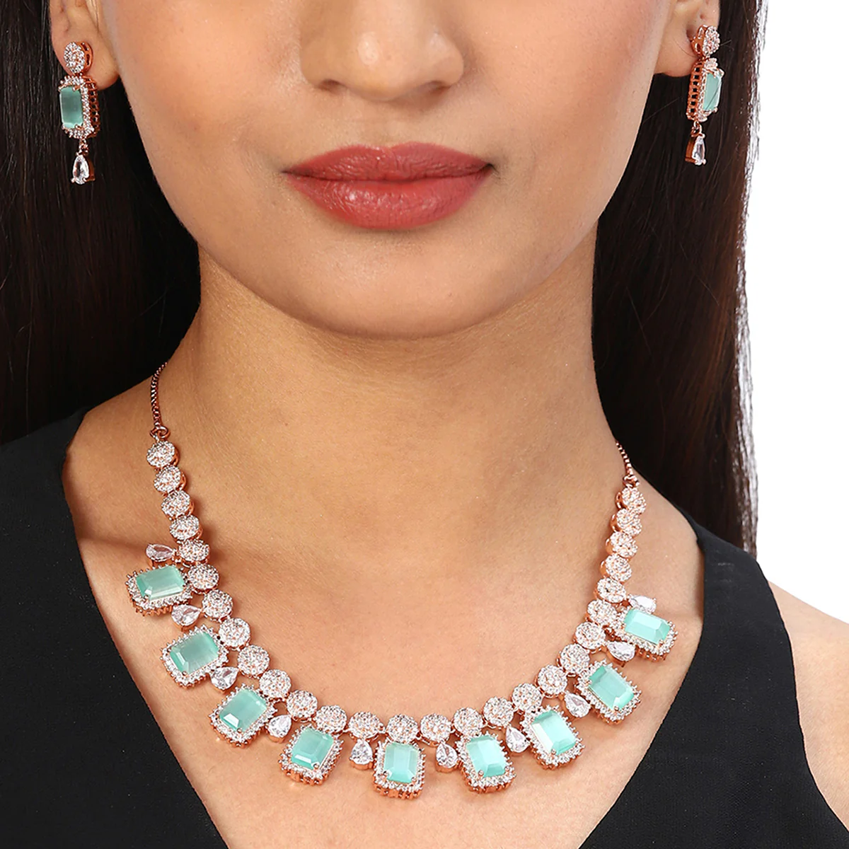 Sparkling Elegance Rose Gold Necklace Sets - Image 2