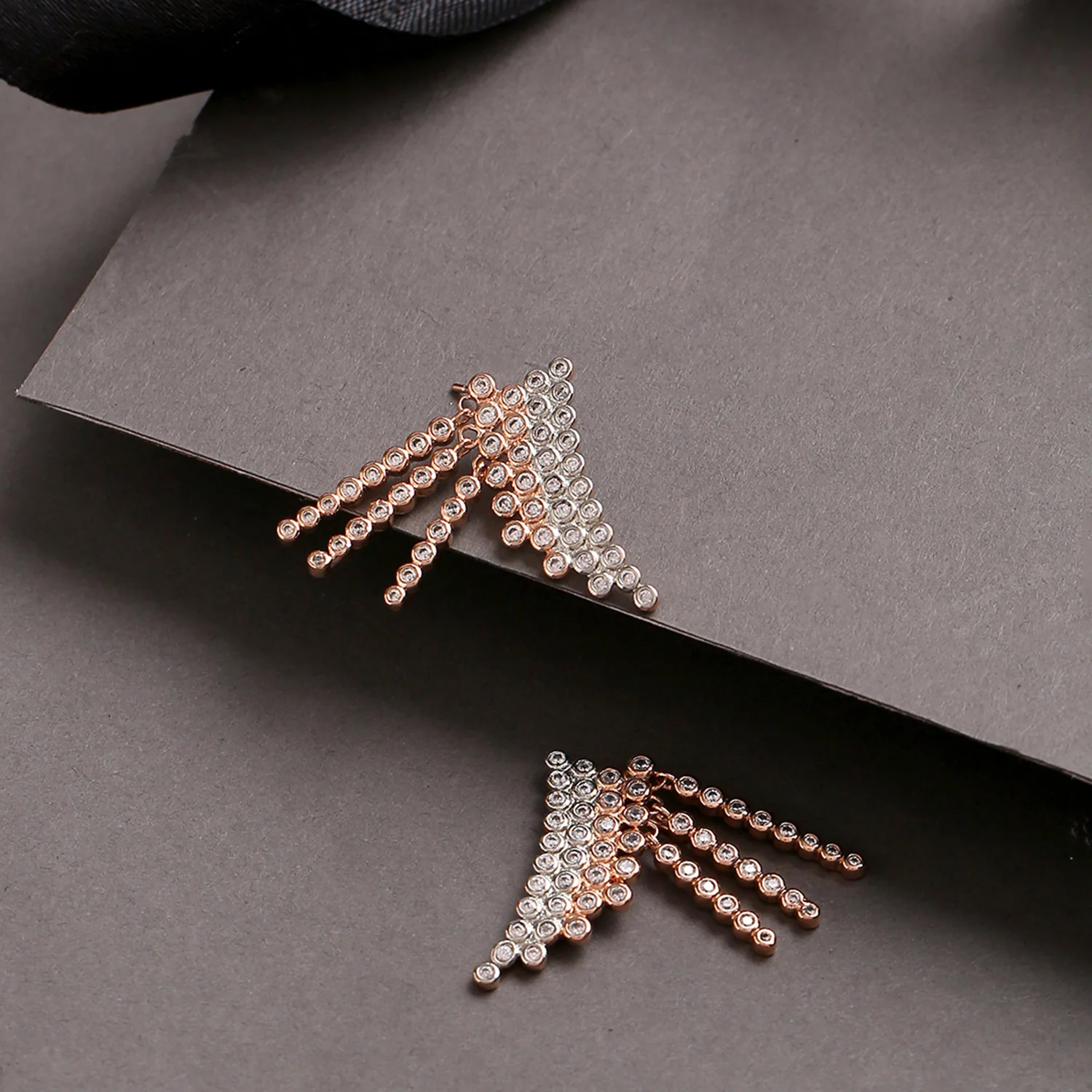 Rose Gold CZ Line Earrings
