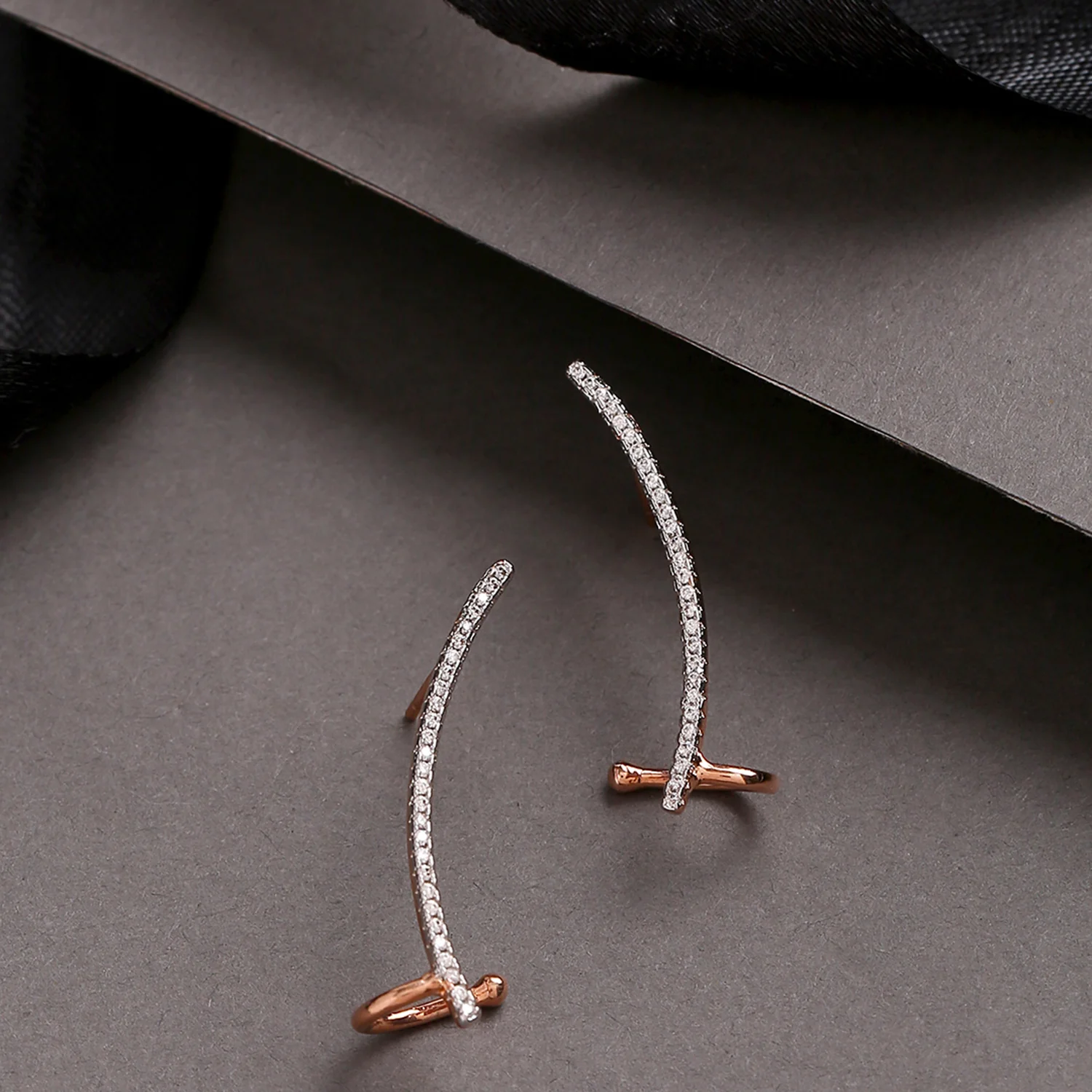 Rose Gold CZ Line Earrings