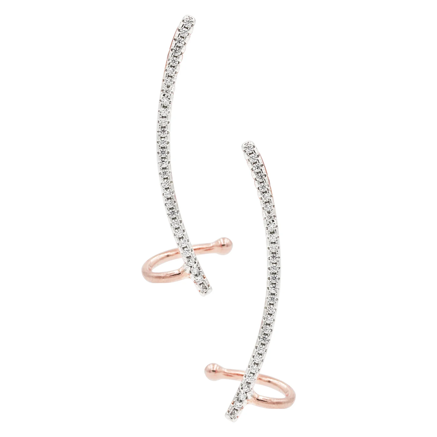 Rose Gold CZ Line Earrings - Image 3
