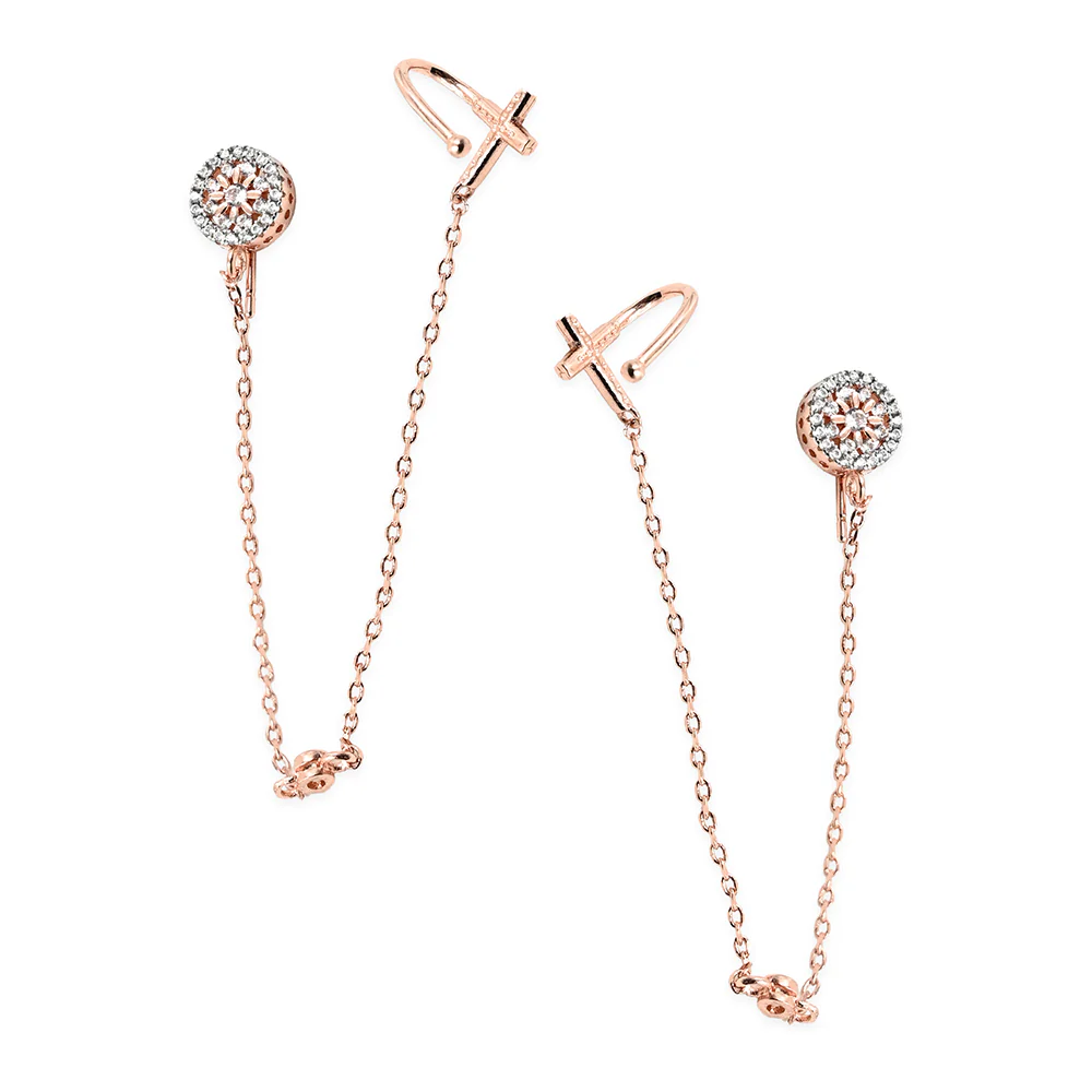 Rose Gold Long Dangling Earrings - Image 3