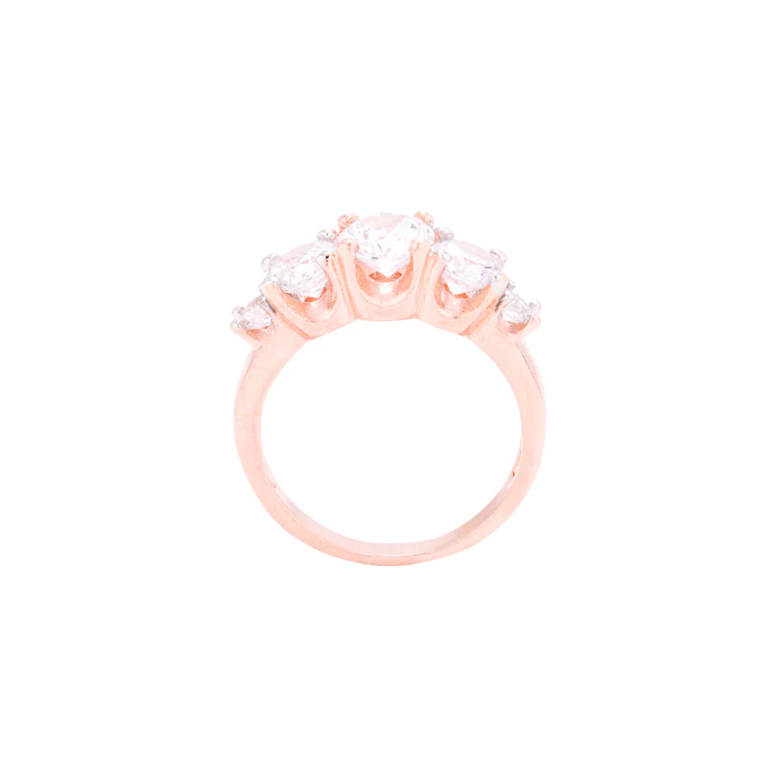 Rose Gold Plated Cluster Setting American Diamond Gems Ring - Image 4