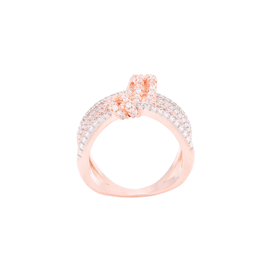 Rose Gold Plated Crossover Design Ring - Image 4