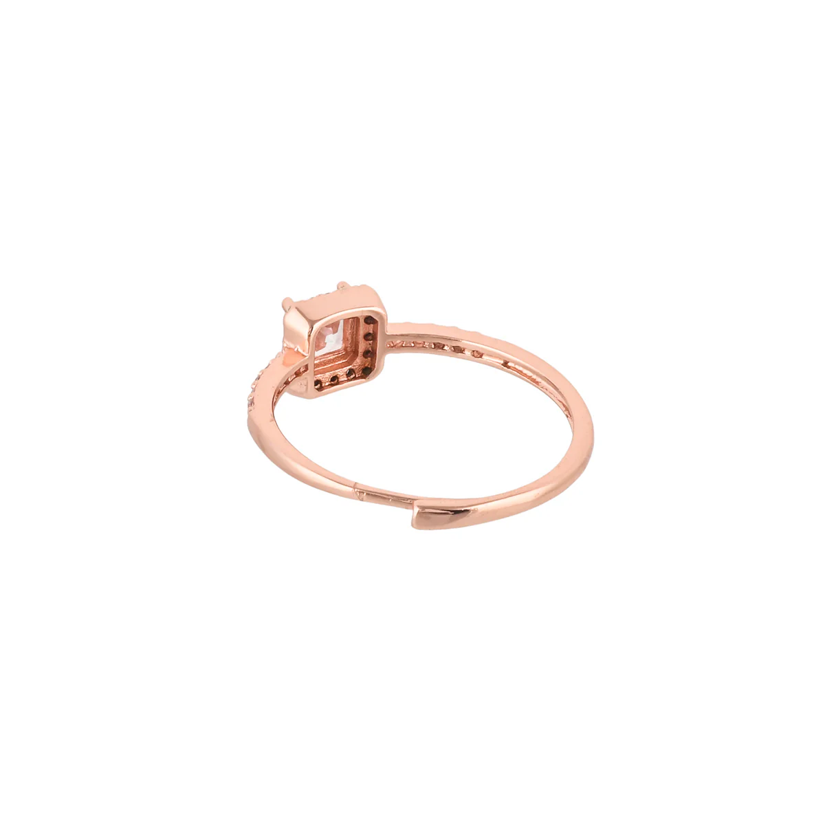 Rose Gold Plated Cushion Setting Emerald Cut CZ Brass Ring - Image 5
