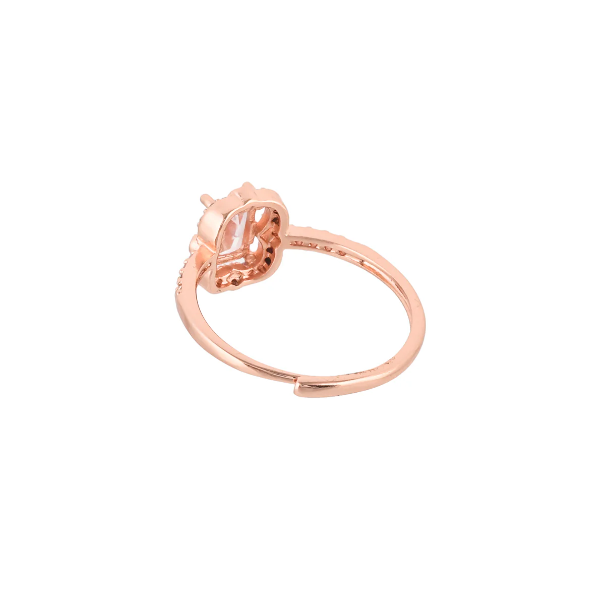 Rose Gold Plated Emerald Cut Zircon Brass Ring - Image 5