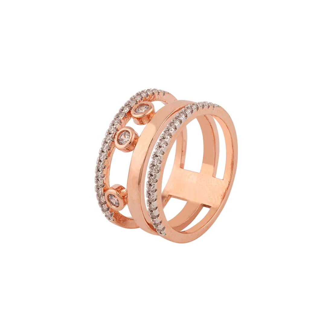 Rose Gold Plated Gems Embellished Ring - Image 3