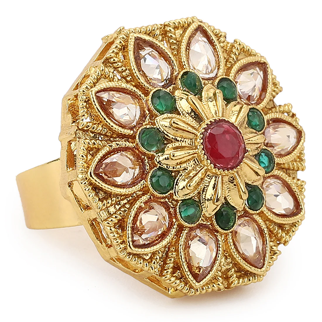 Rose Gold Plated Pearl Brass Ring - Image 3