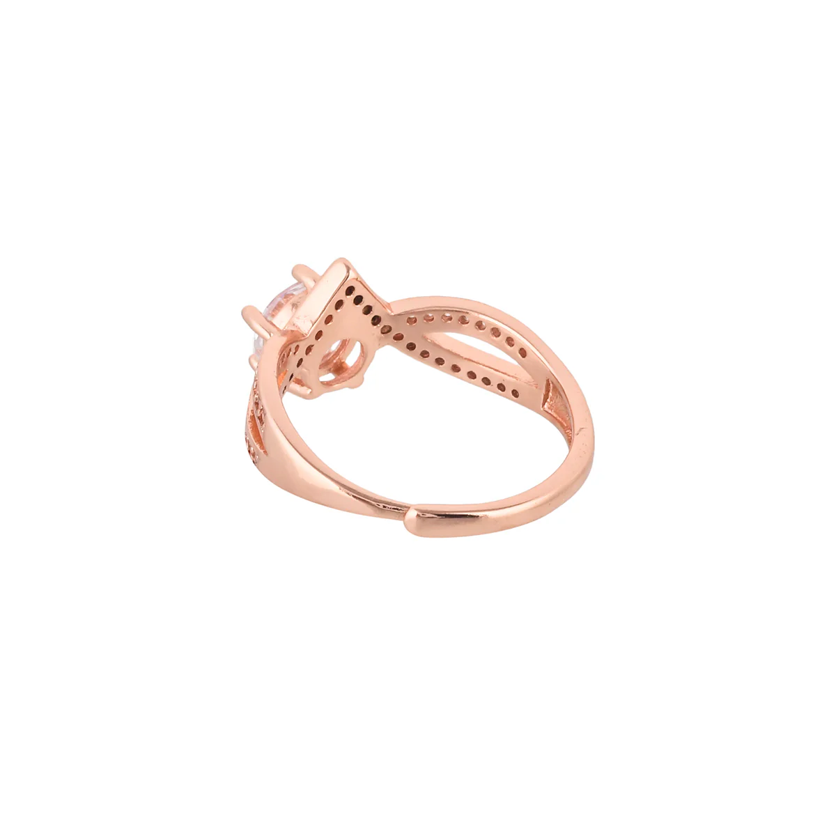 Rose Gold Plated Round Cut CZ Adorned Ring - Image 5