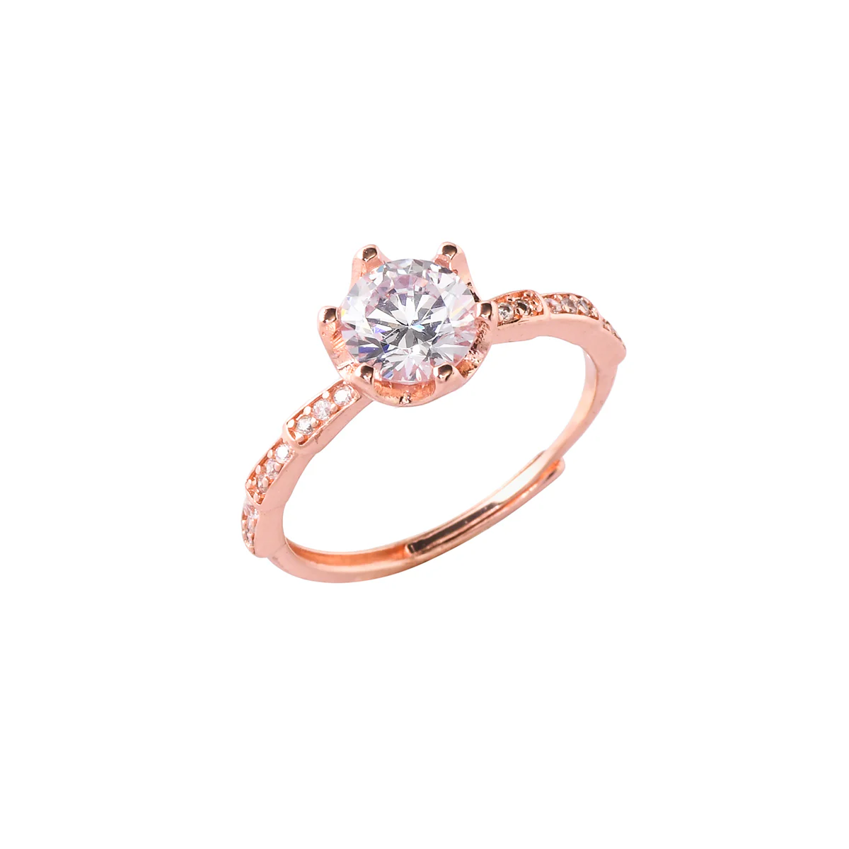 Rose Gold Plated Round Cut Zircon Ring - Image 4